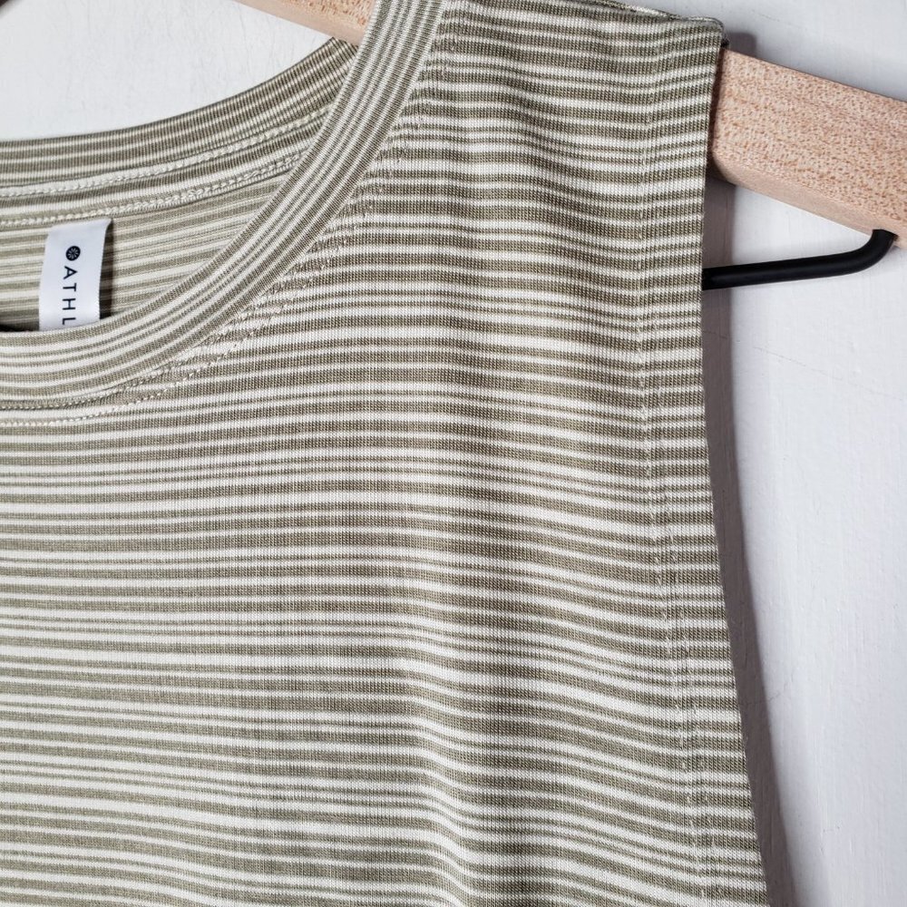 Athleta Cloudlight Striped Muscle Tank XS Olive Ivory - Picture 4 of 7